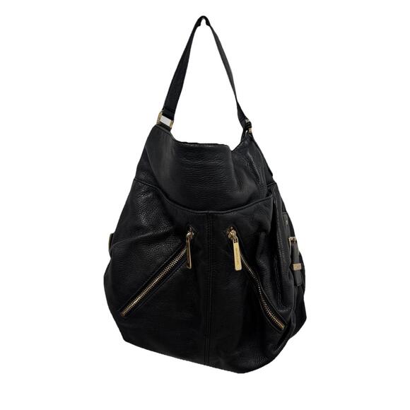 Michael Kors Portland Black Pebbled Leather Hobo Tote Shoulder‎ Handbag Purse - Picture 1 of 13